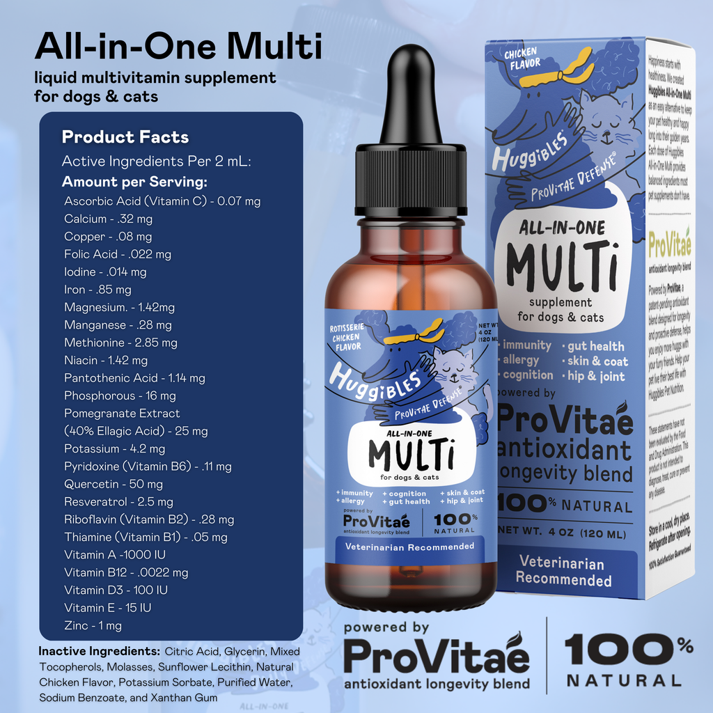 All in One Multi Liquid Health Supplement For Cats and Dogs Huggibles Pet Nutrition